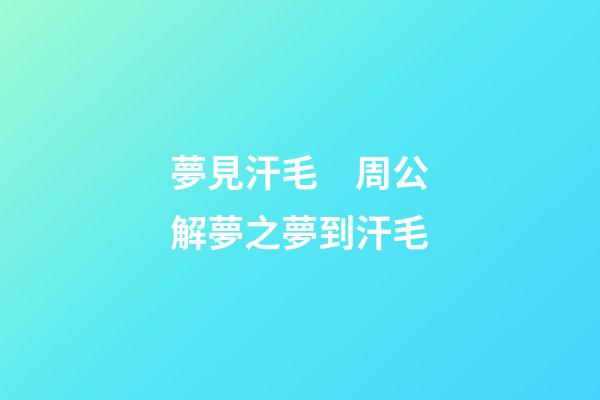 夢見汗毛　周公解夢之夢到汗毛